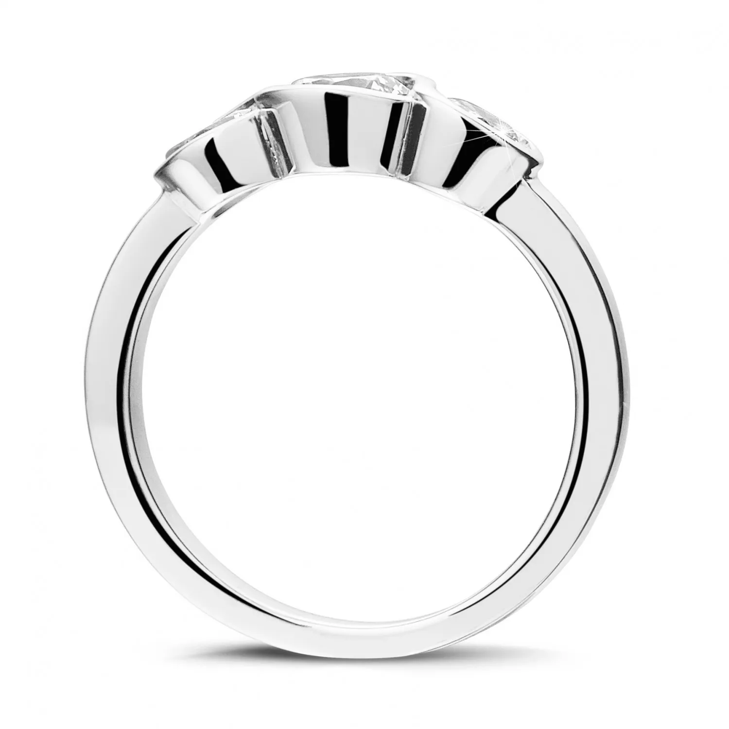 0.95 quilates anillo trilogía en platino con diamantes redondos 