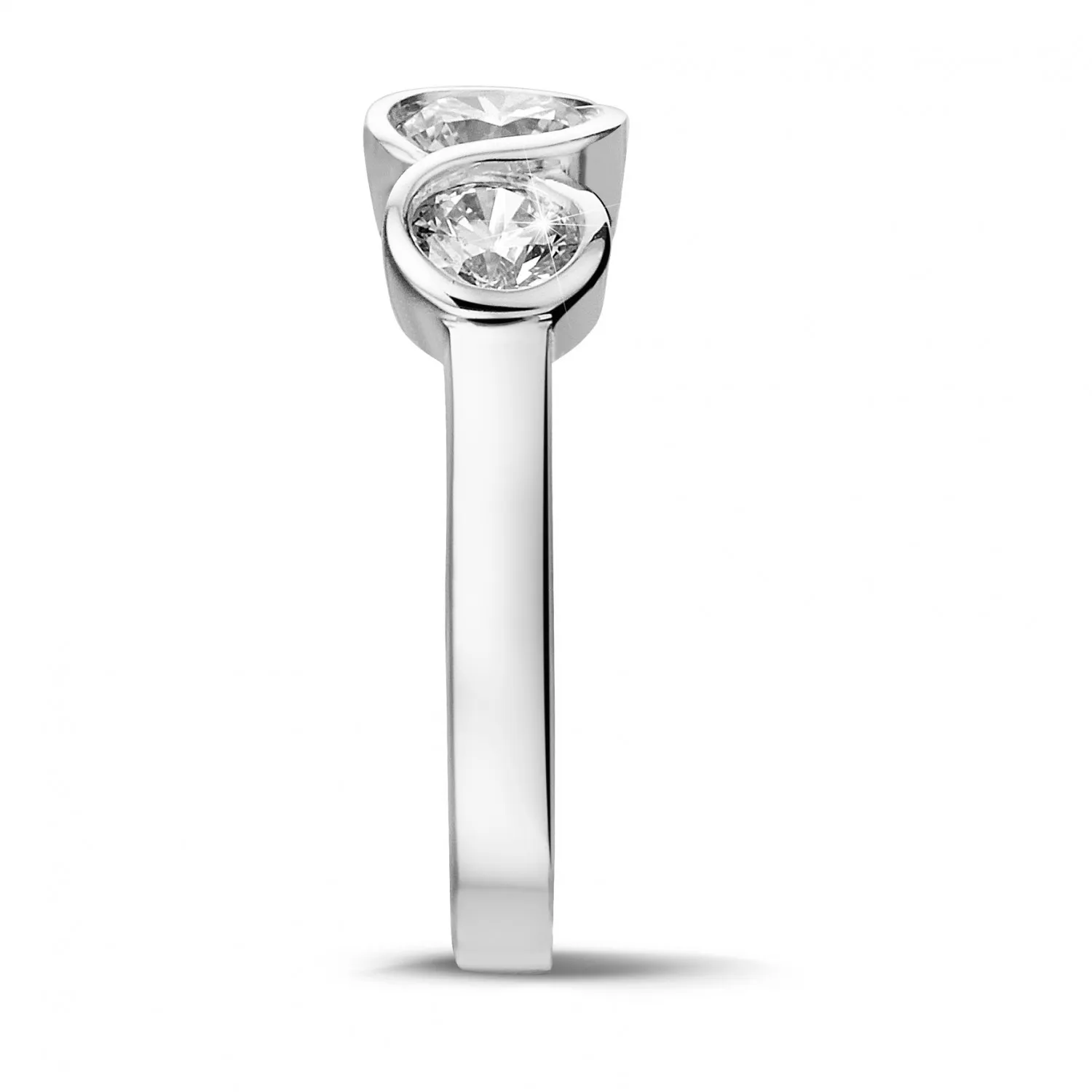 0.95 quilates anillo trilogía en platino con diamantes redondos 