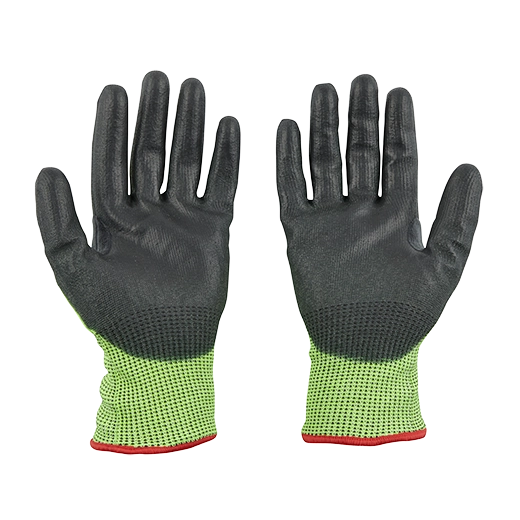 12 PAIR HIGH VISIBILITY CUT LEVEL 5 POLYURETHANE DIPPED GLOVES  XL
