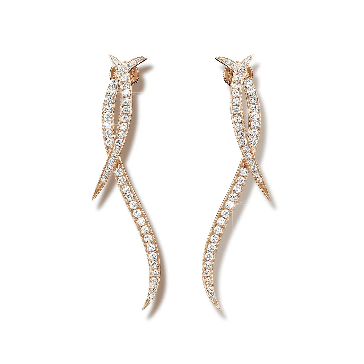 1.90 quilates pendientes diamantes diseño en oro rojo 