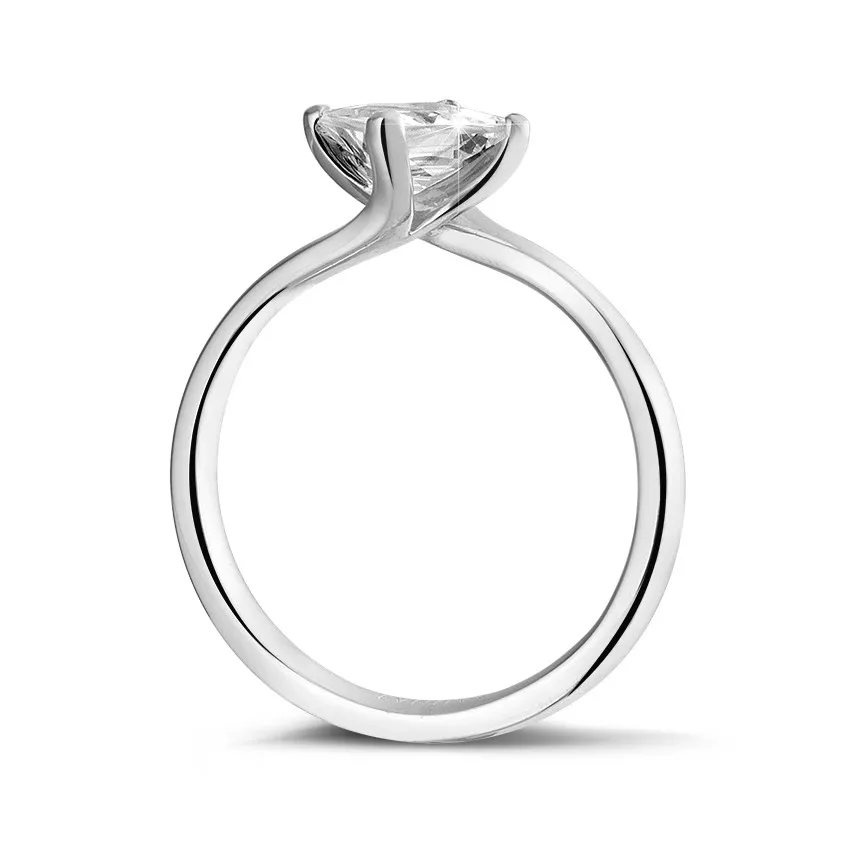 2.50 quilates anillo solitario en oro blanco con diamante talla princesa 