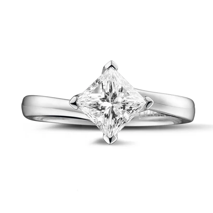 2.50 quilates anillo solitario en oro blanco con diamante talla princesa 