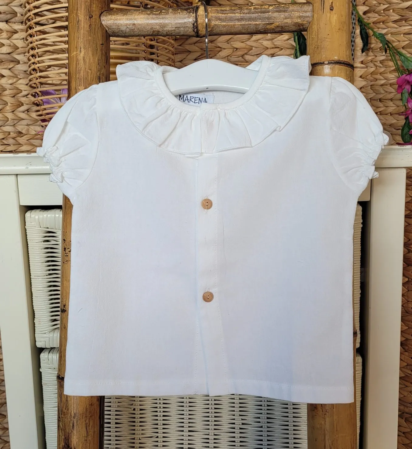 A Blusa Bebé Infantil 100% Algodón R130429 Blanco roto.