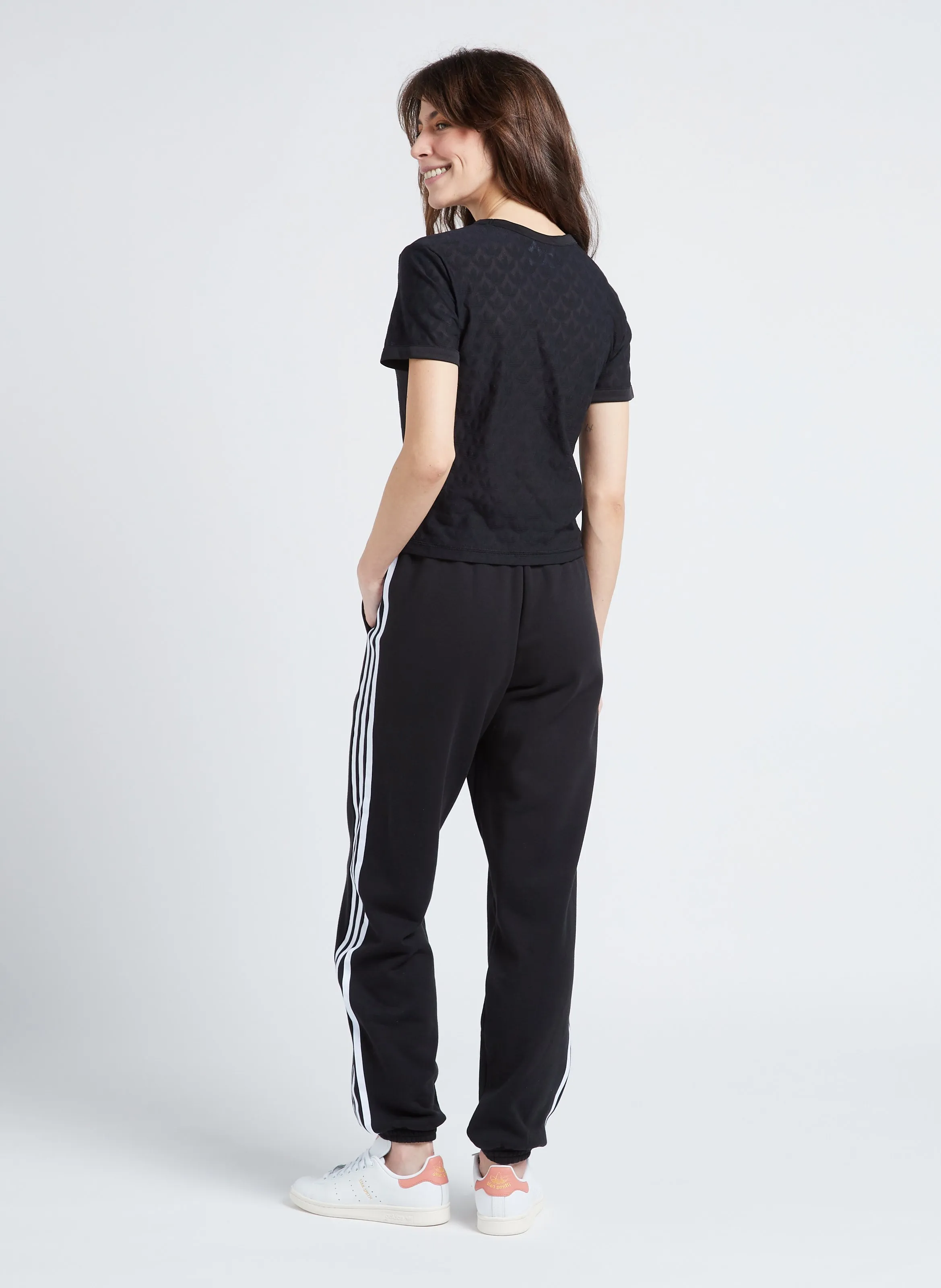 ADIDAS Pantalón de jogging de algodón recto en negro