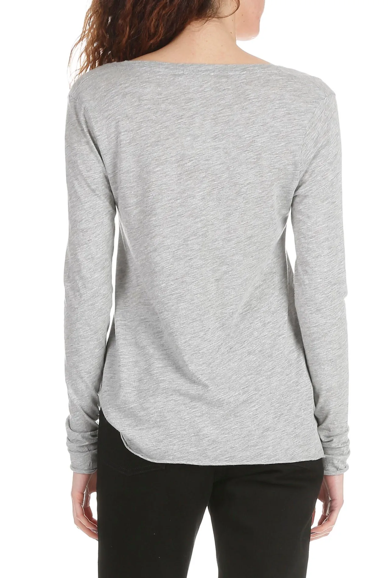 AMERICAN VINTAGE JACKSONVILLE  CAMISETA DE MEZCLA DE ALGODóN CON CUELLO DE PICO EN GRIS