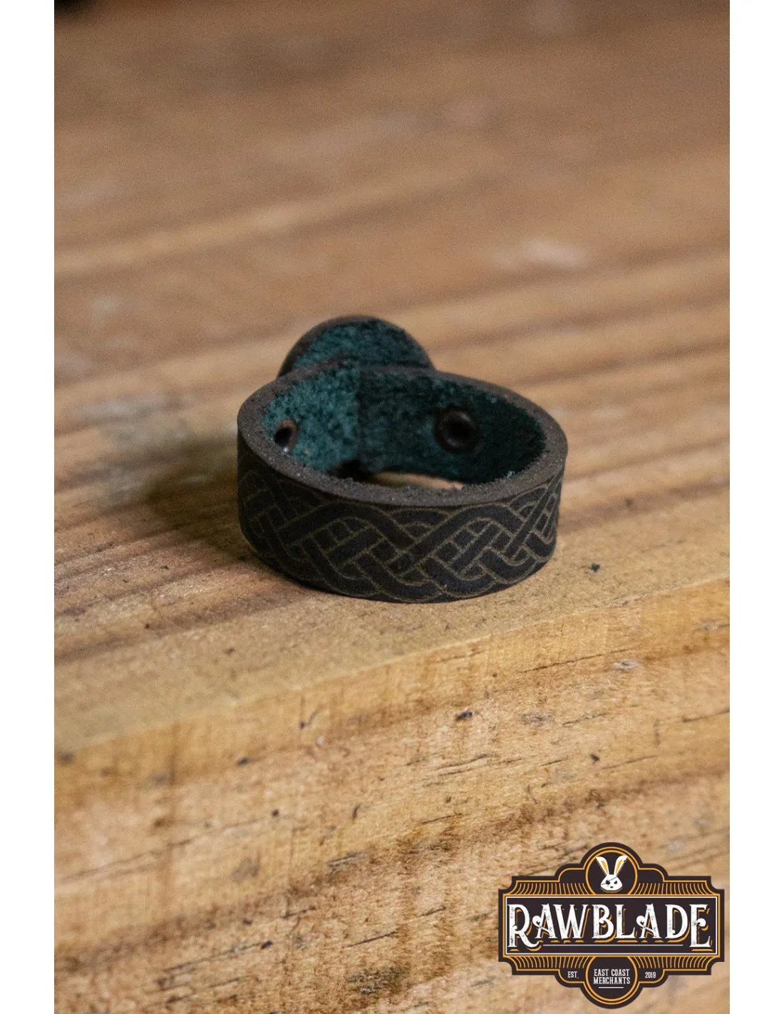 ANILLO CELTA LUGH EN CUERO  VERDE