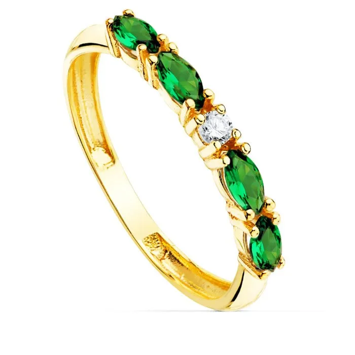 Anillo oro circonitas verde 2mm