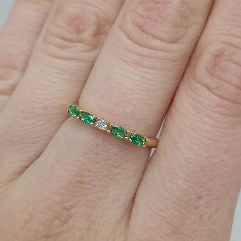 Anillo oro circonitas verde 2mm