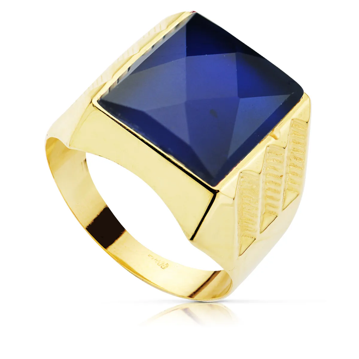 Anillo Oro  Hombre  Piedra Azul