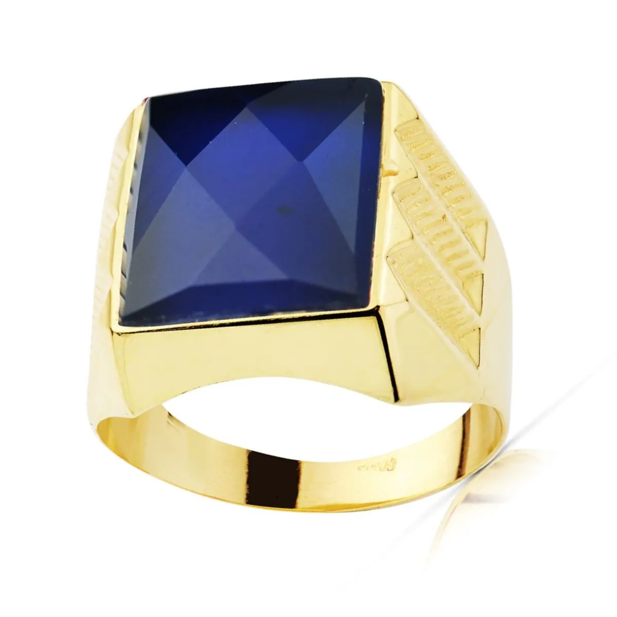 Anillo Oro  Hombre  Piedra Azul