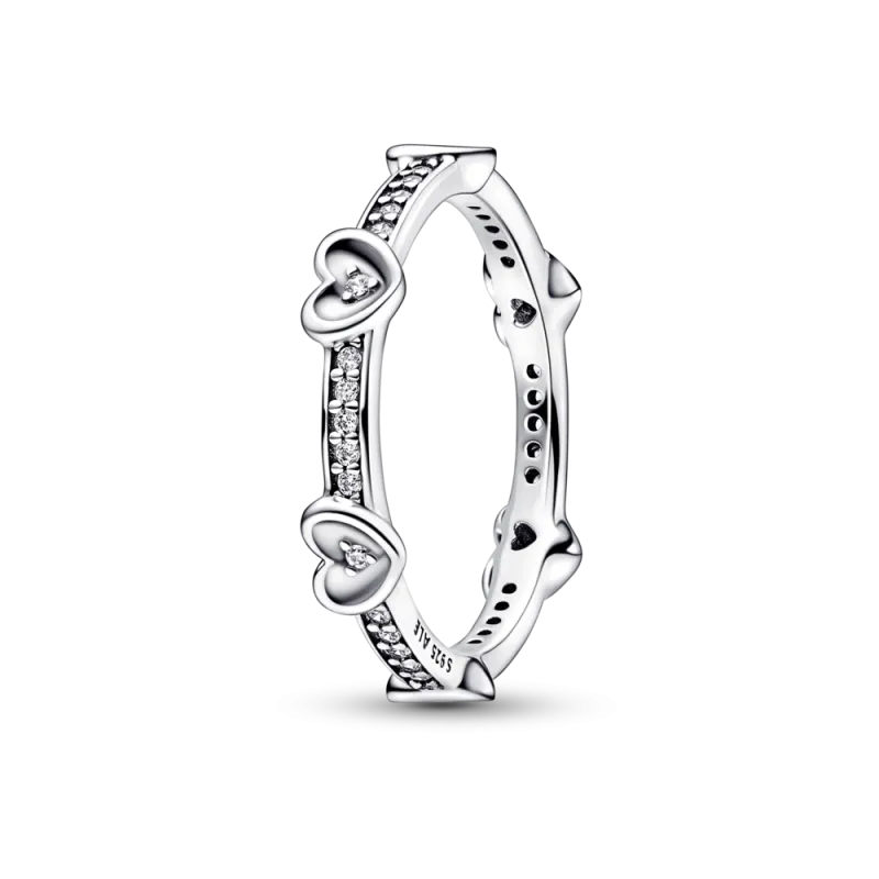 ANILLO PANDORA PLATA DE LEY CORAZONES RADIANTES BRILLANTES 192496C01