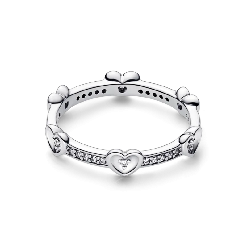 ANILLO PANDORA PLATA DE LEY CORAZONES RADIANTES BRILLANTES 192496C01