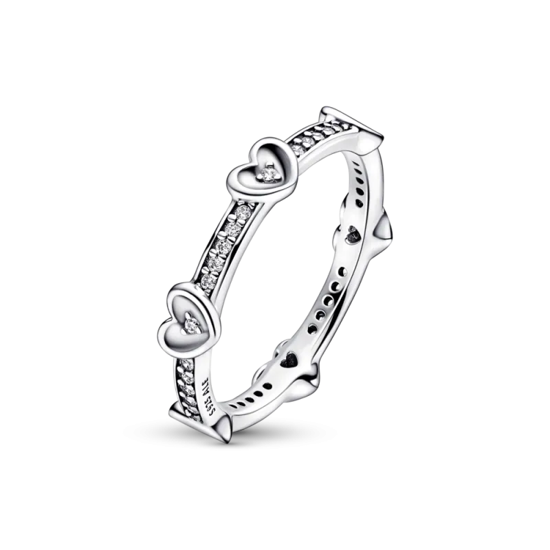 ANILLO PANDORA PLATA DE LEY CORAZONES RADIANTES BRILLANTES 192496C01