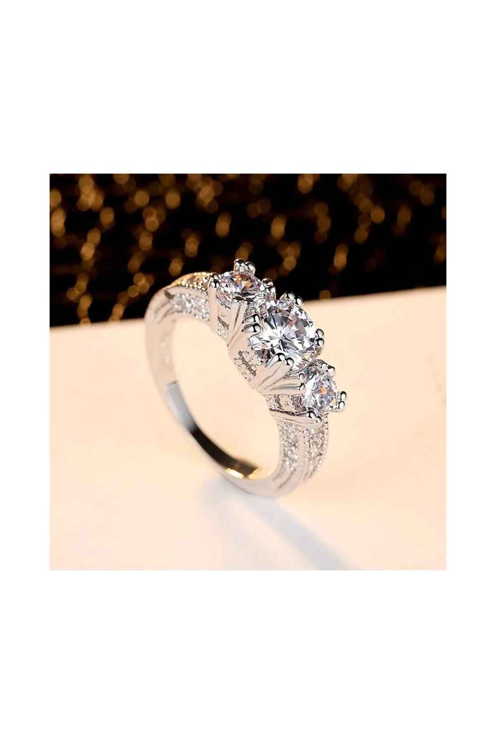 Anillo Tres Solitarios Blanco