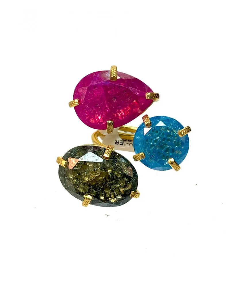 ANILLOS MUJER BAÑO DE ORO ESPECTACULAR COLORIDO PARA VESTIR SU MANO