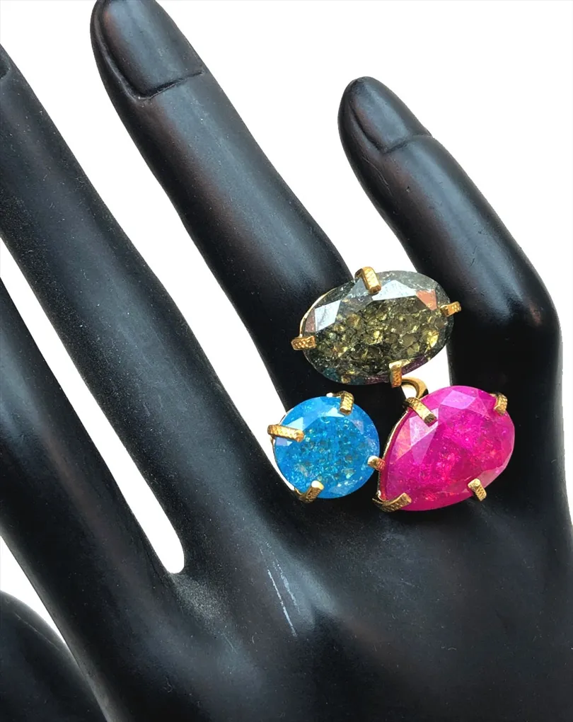 ANILLOS MUJER BAÑO DE ORO ESPECTACULAR COLORIDO PARA VESTIR SU MANO
