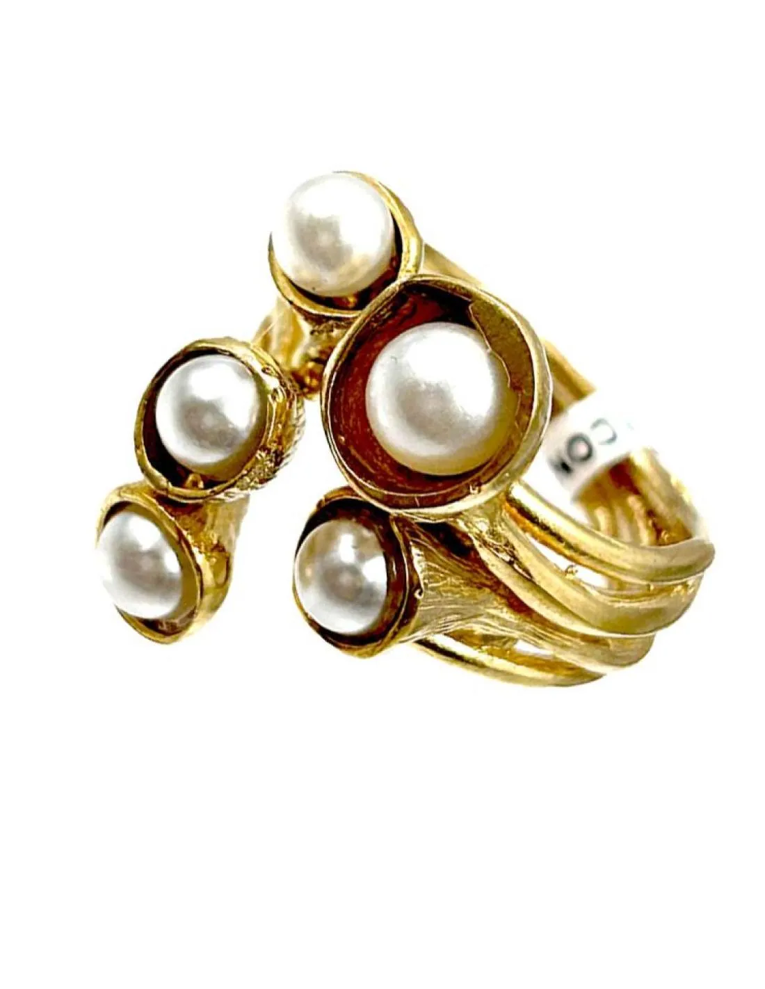 ANILLOS MUJER DORADOS CON PERLAS DISEÑO ORIGINAL Y ELEGANTE
