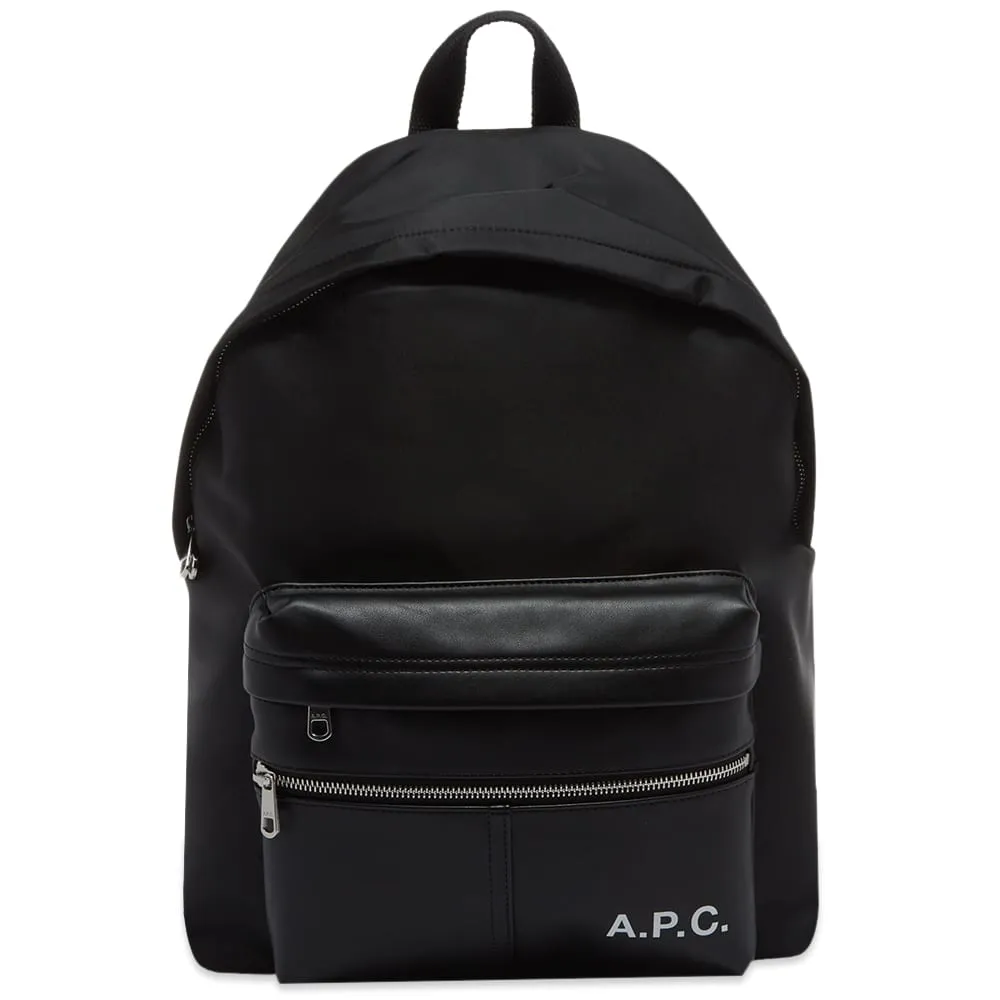 A.P.C. Logo Leather Nylon Backpack