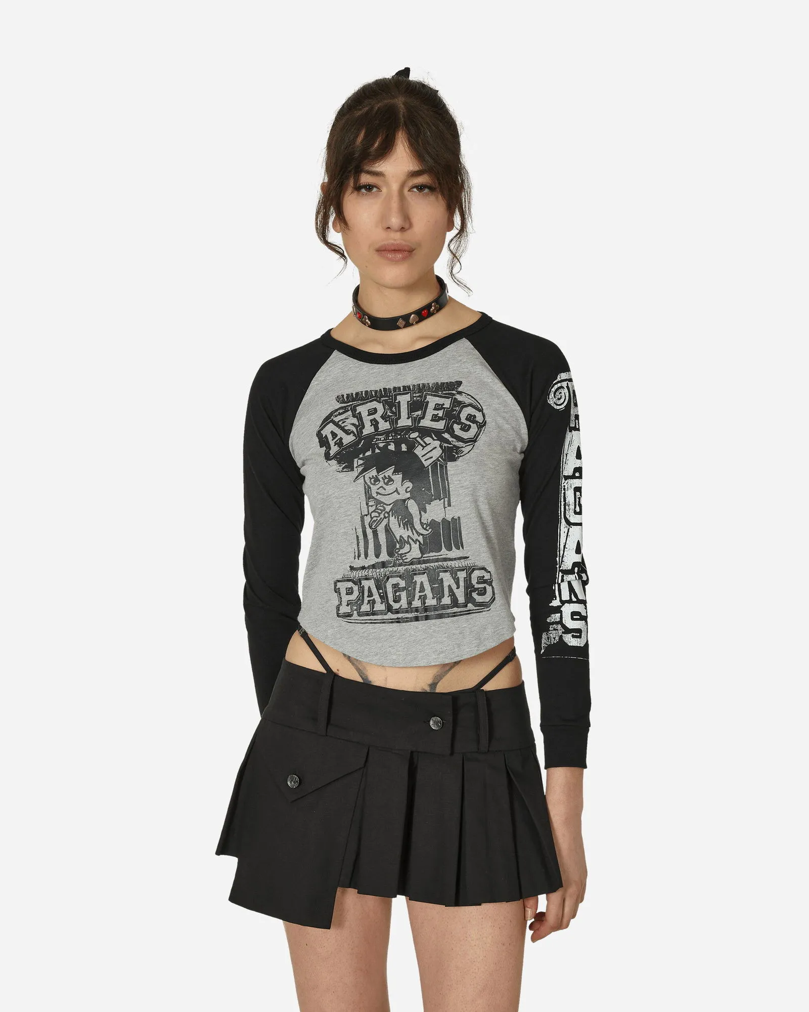 ARIES AGED RAGLAN BASEBALL LONGSLEEVE TSHIRT GREY / BLACK