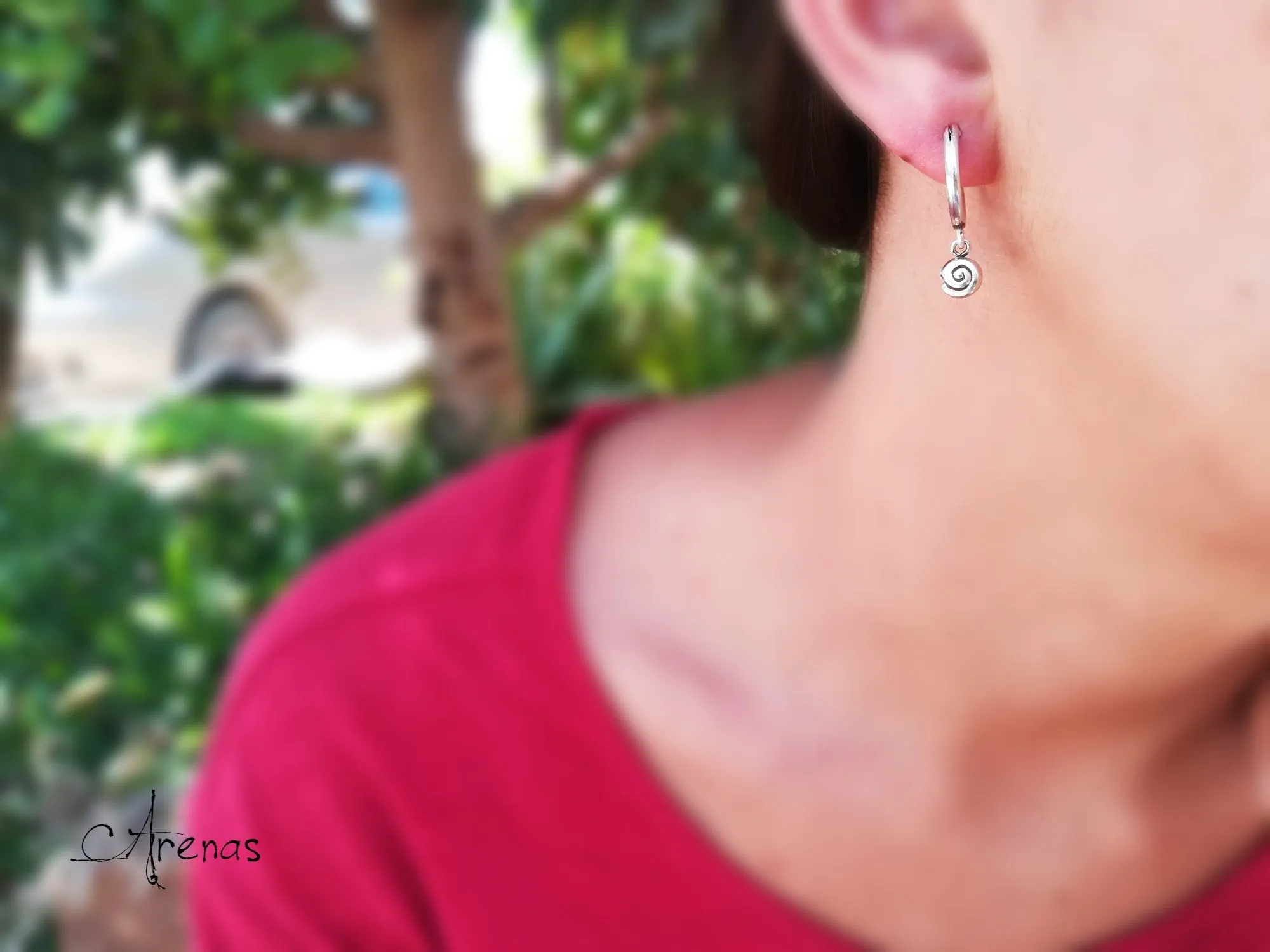 AROS DE PLATA CON CARACOLA  AROS DE PLATA 16 MM