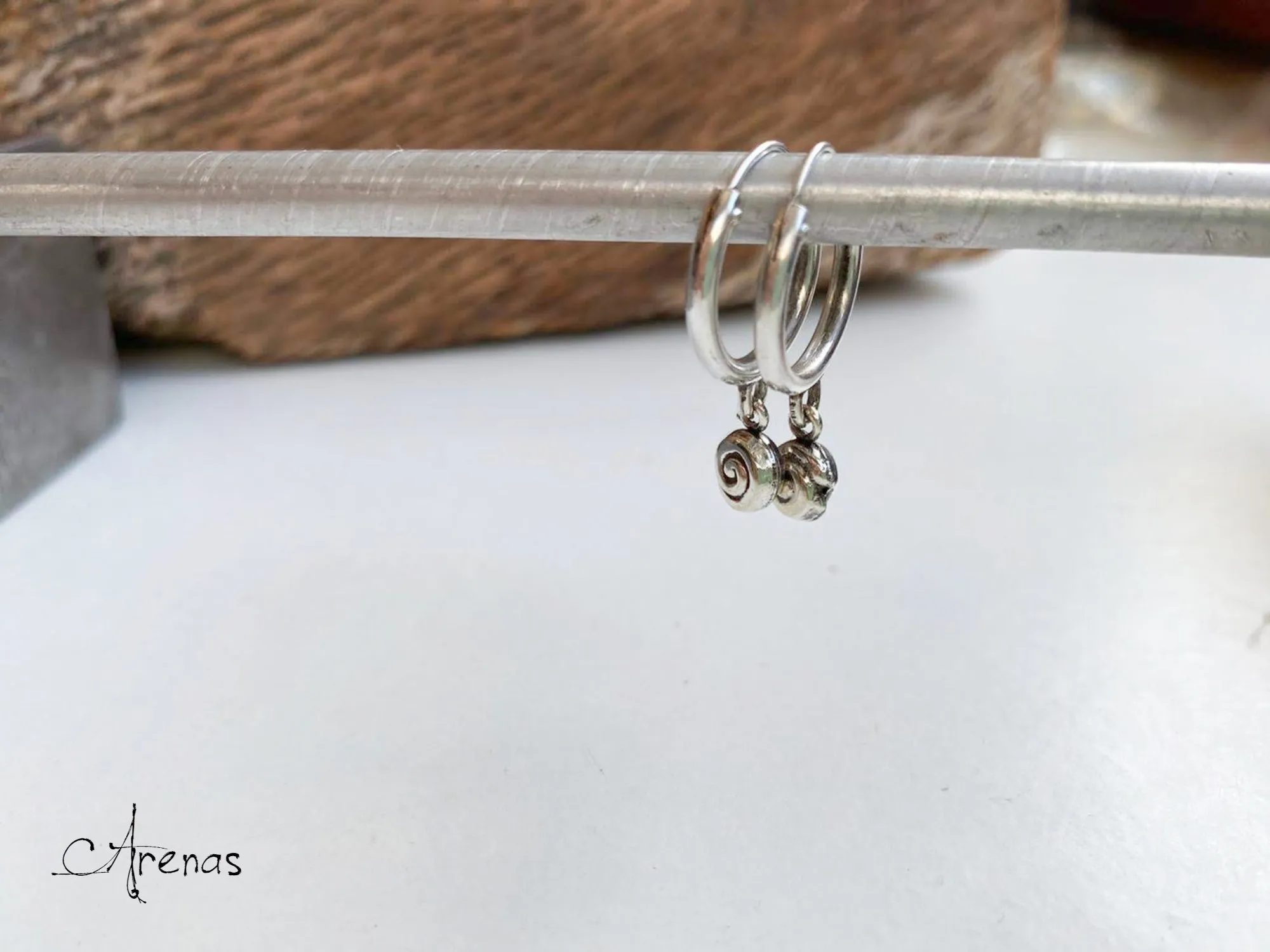 AROS DE PLATA CON CARACOLA  AROS DE PLATA 16 MM