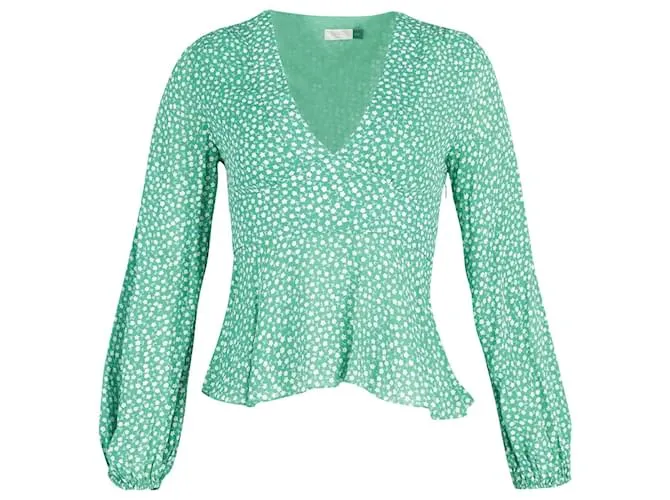Autre Marque Top con estampado floral y mangas obispo de Rixo en viscosa verde 
