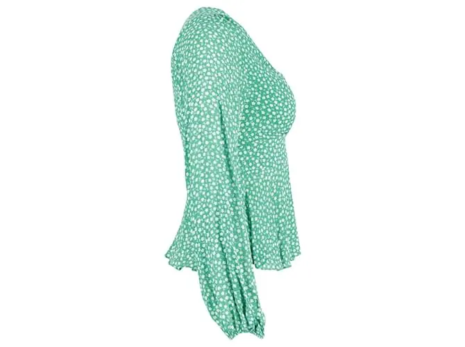 Autre Marque Top con estampado floral y mangas obispo de Rixo en viscosa verde 