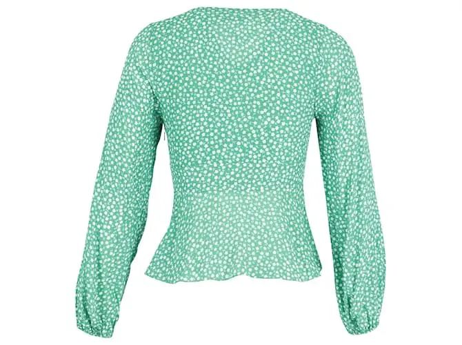 Autre Marque Top con estampado floral y mangas obispo de Rixo en viscosa verde 