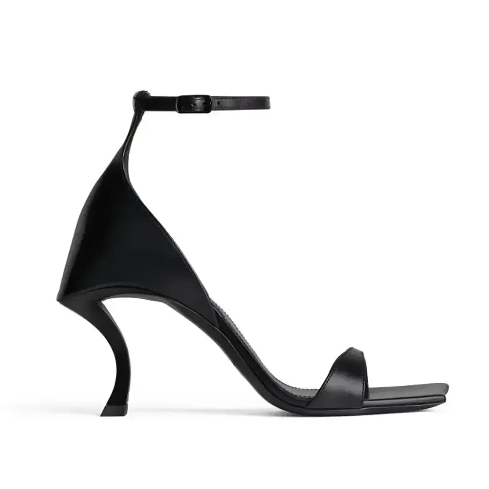 Balenciaga Sandalia Hourglass de 100 mm para Mujer en Negro 742401WBET11000