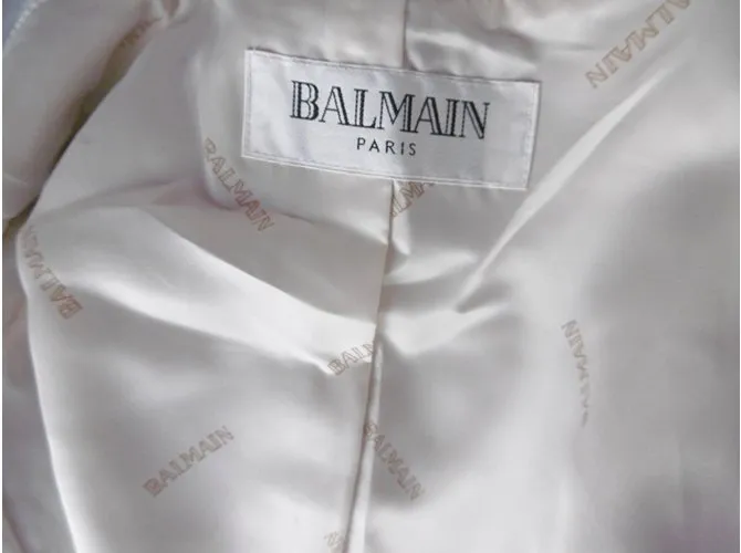 Balmain Chaqueta de cuero con cuello alto Blanco 
