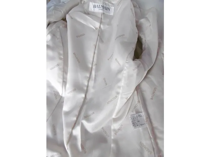 Balmain Chaqueta de cuero con cuello alto Blanco 