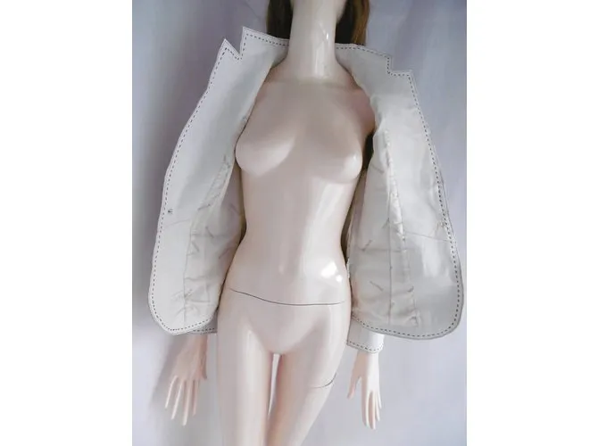 Balmain Chaqueta de cuero con cuello alto Blanco 