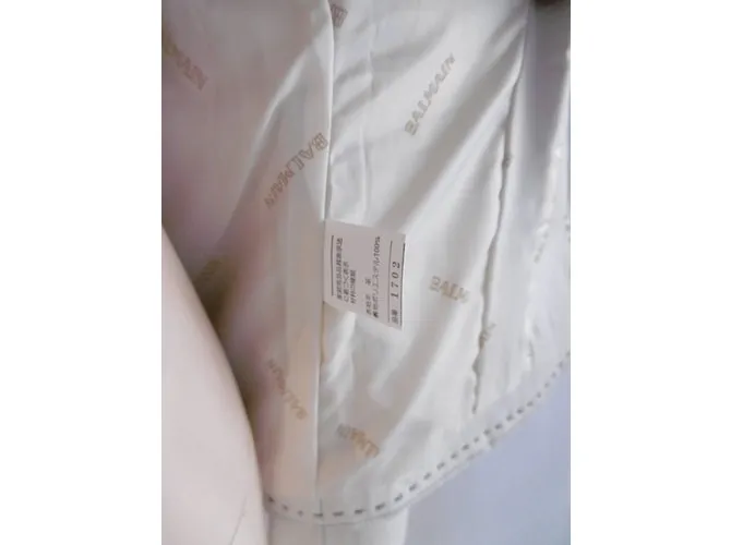 Balmain Chaqueta de cuero con cuello alto Blanco 