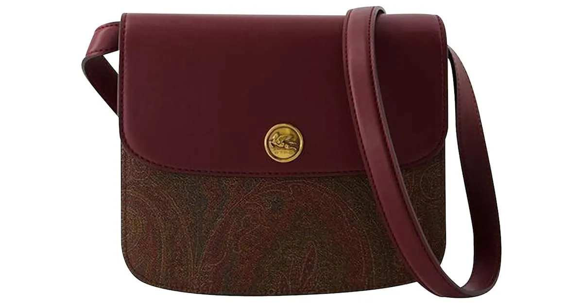 BANDOLERA TRACOLLA  ETRO  CUERO  BURDEOS ROJA 