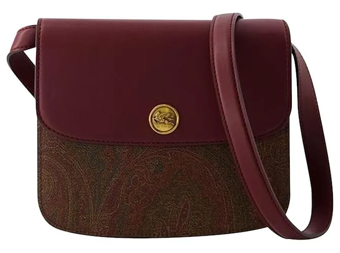 BANDOLERA TRACOLLA  ETRO  CUERO  BURDEOS ROJA 