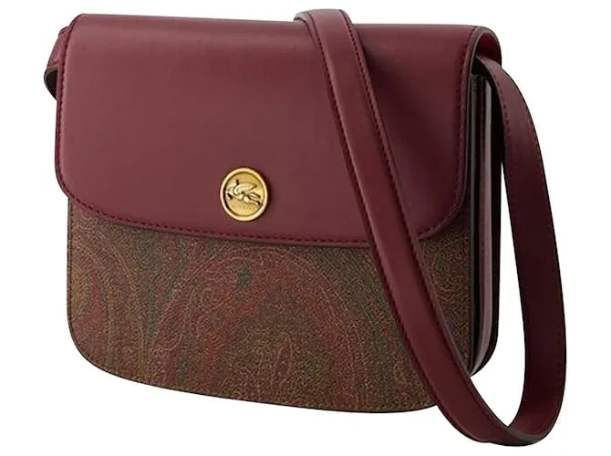 BANDOLERA TRACOLLA  ETRO  CUERO  BURDEOS ROJA 