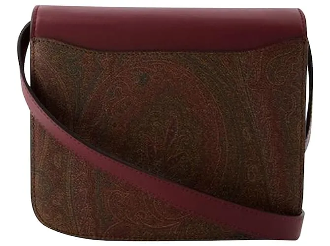 BANDOLERA TRACOLLA  ETRO  CUERO  BURDEOS ROJA 