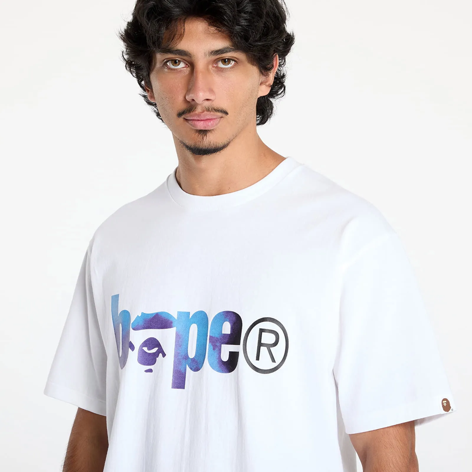 BAPE Tie Dye Bape Logo Tee White/ Black