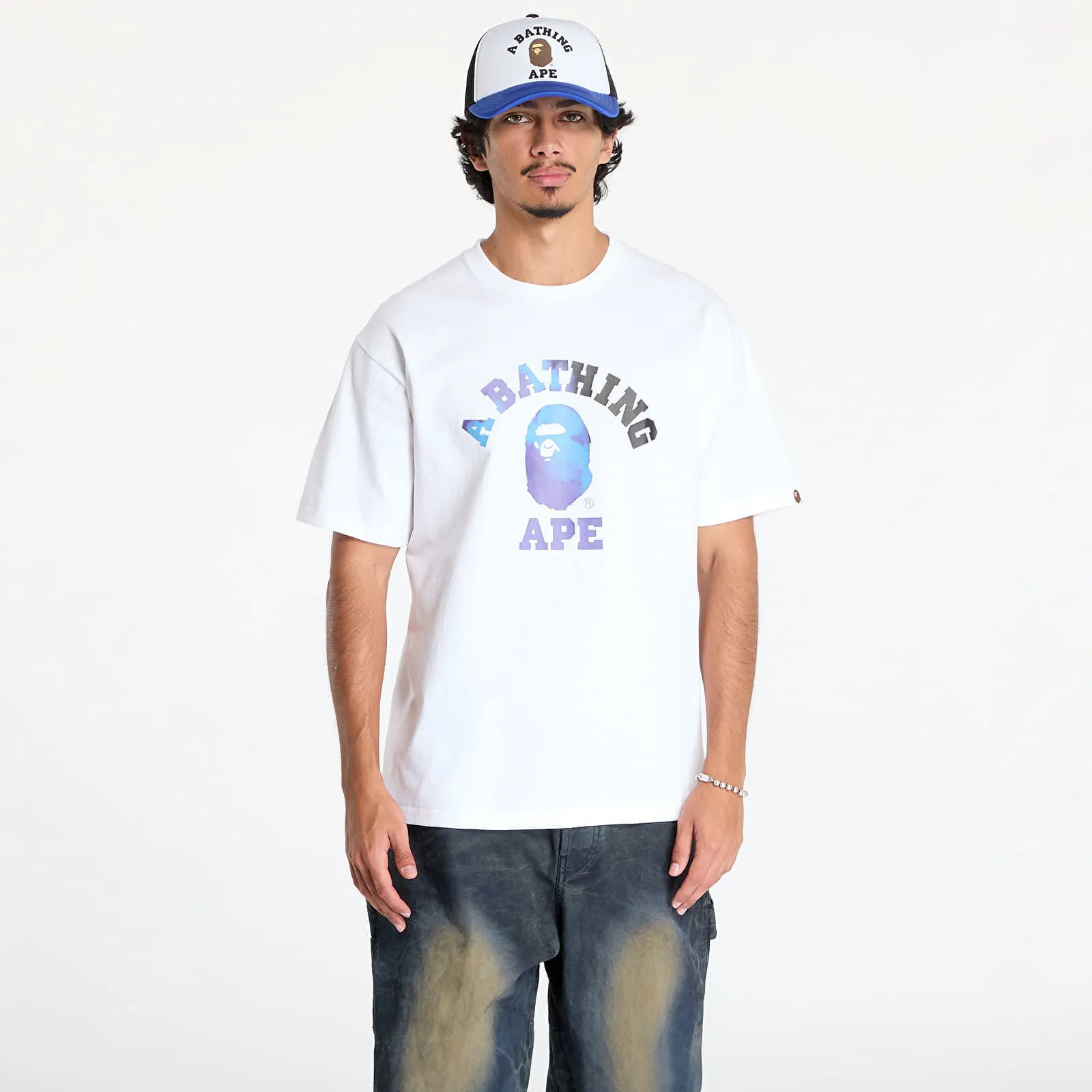 BAPE Tie Dye College Tee White/ Black