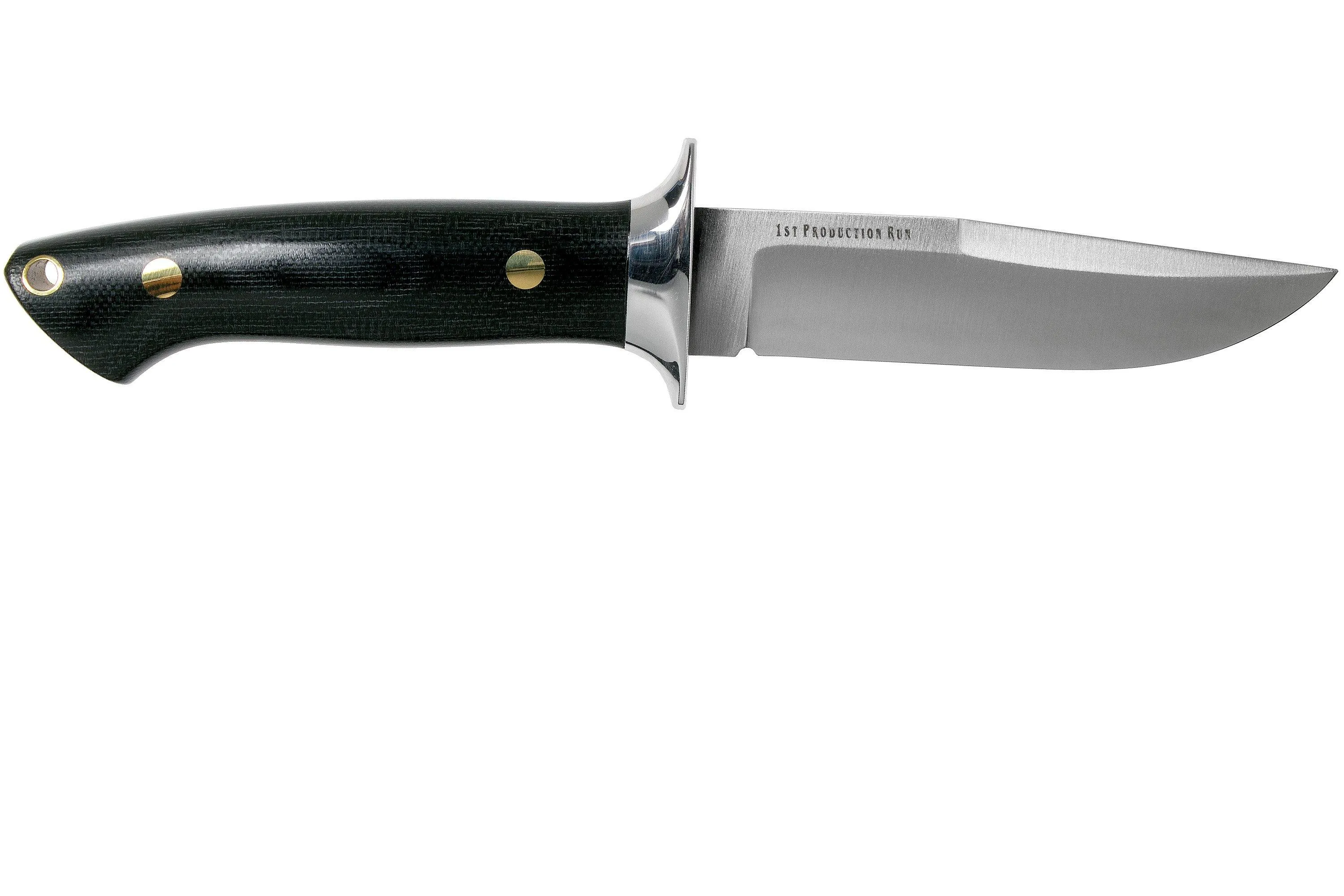 Bark River Chute Knife CPM 154, Black Canvas Micarta, Brass Guard
