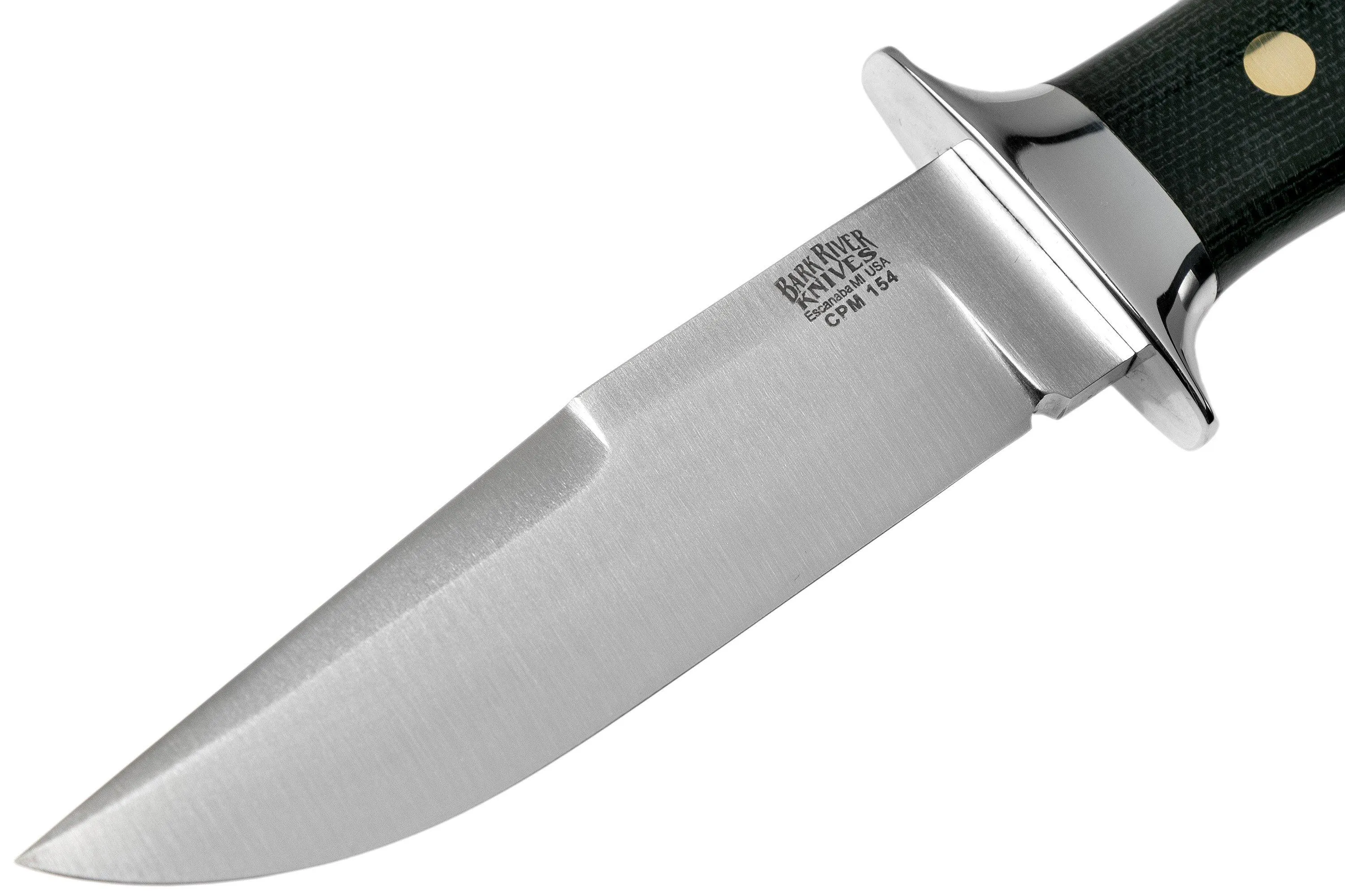 Bark River Chute Knife CPM 154, Black Canvas Micarta, Brass Guard