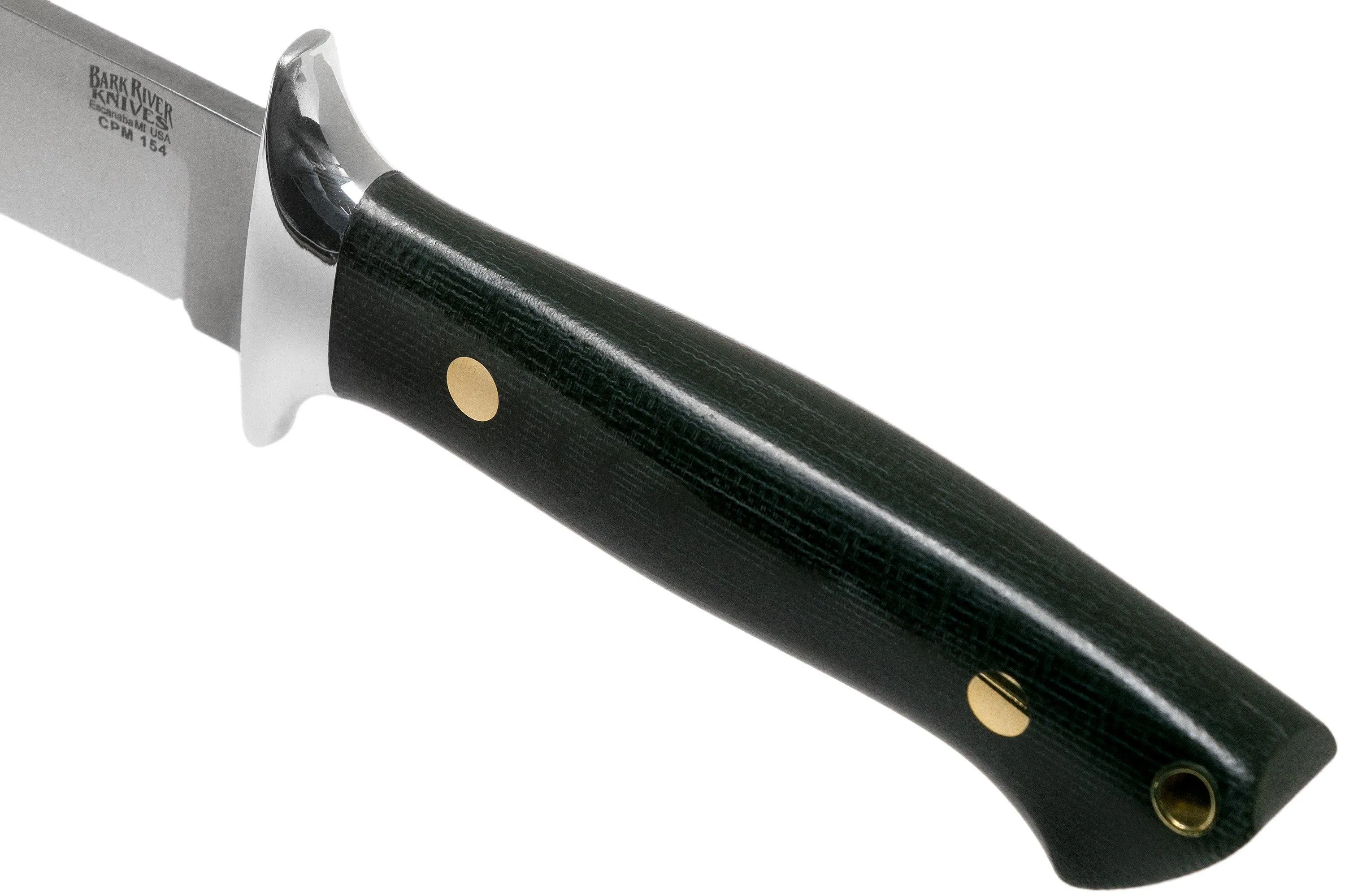 Bark River Chute Knife CPM 154, Black Canvas Micarta, Brass Guard