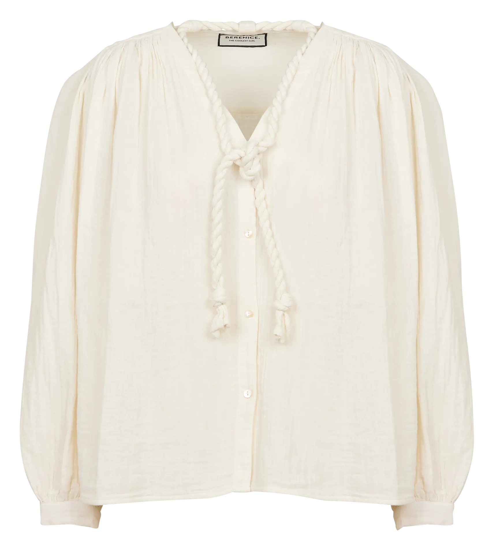 BERENICE CHICA  CAMISA HOLGADA CON CORDóN DE ALGODóN EN BLANCO