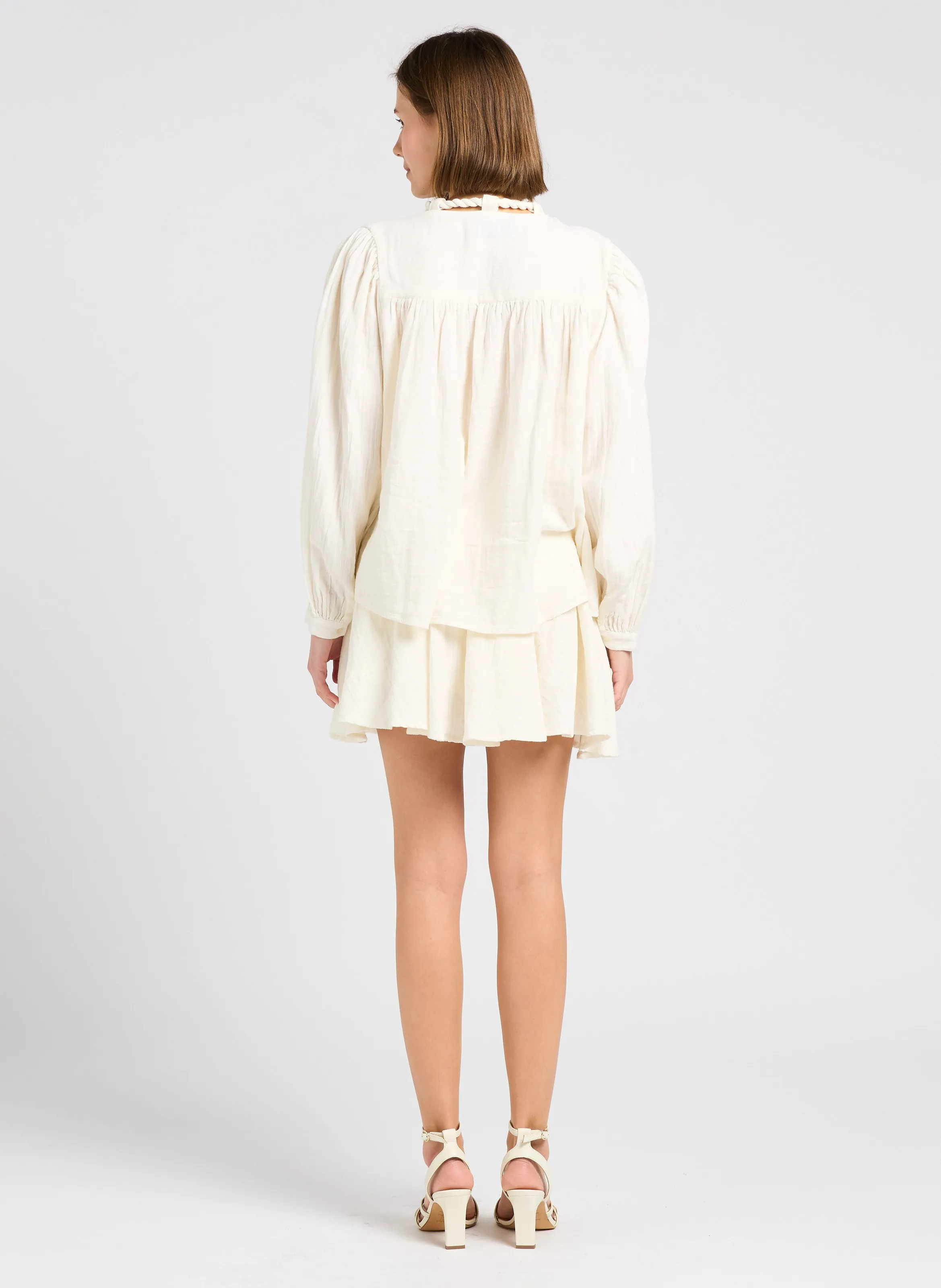 BERENICE CHICA  CAMISA HOLGADA CON CORDóN DE ALGODóN EN BLANCO