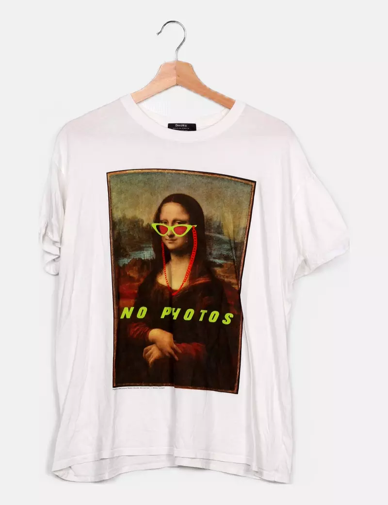 Bershka Camiseta blanca estampada