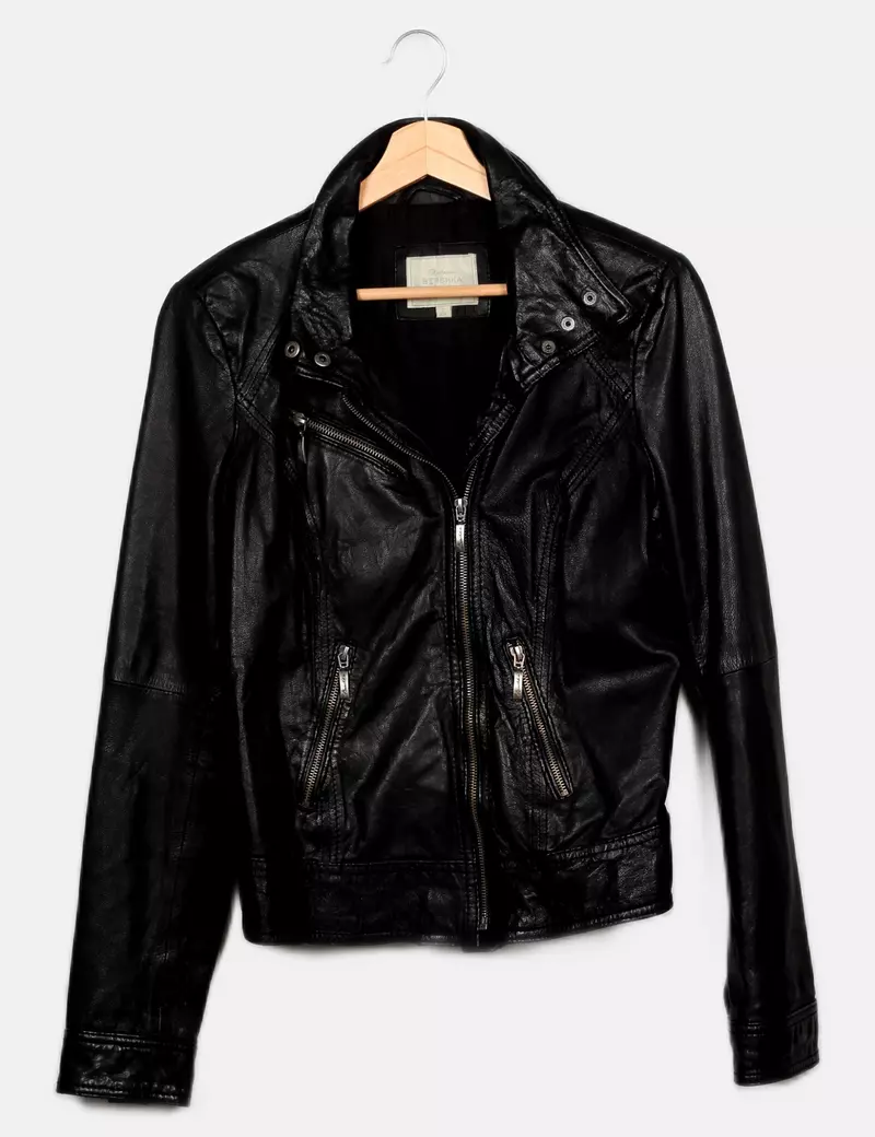 Bershka Chaqueta biker Piel