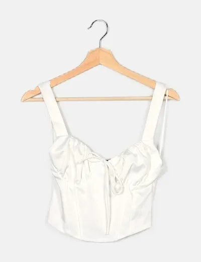 Bershka Corset satén blanco
