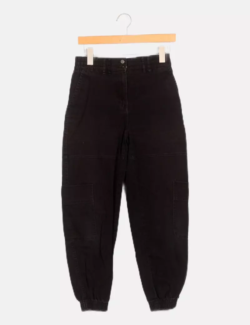 Bershka Jeans cargo negro