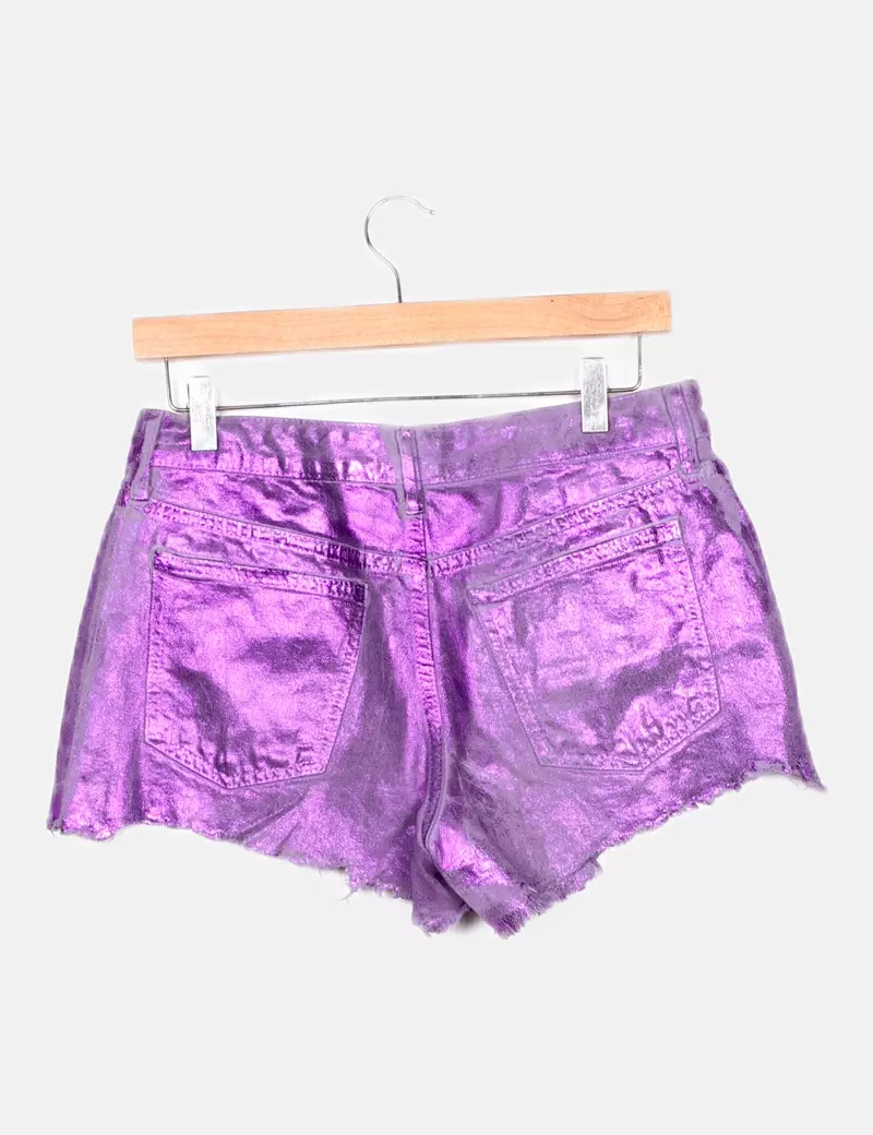 Bershka Short morado metalizado
