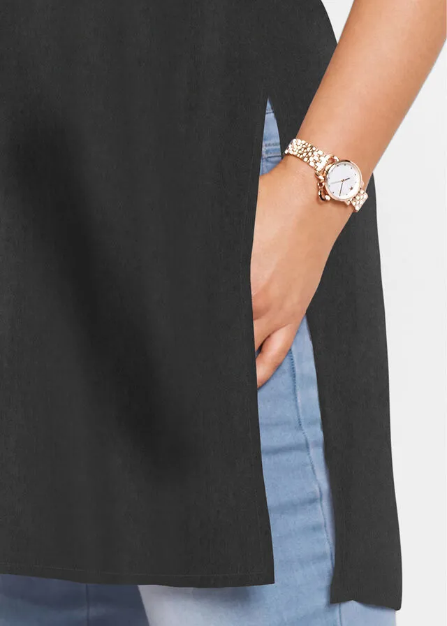 Blusa larga de viscosa Negro